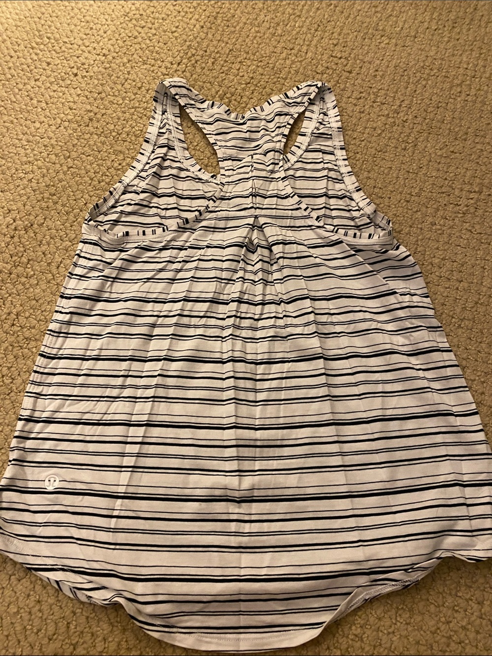 lululemon athletica White and Black Stripe Racerback Tank